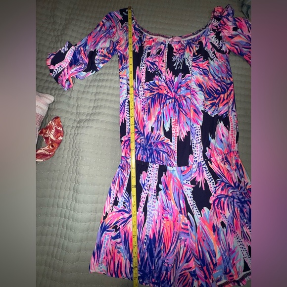 Lilly Pulitzer Lana Romper Bright Navy Palms Up Size S. NWT - Picture 6 of 14